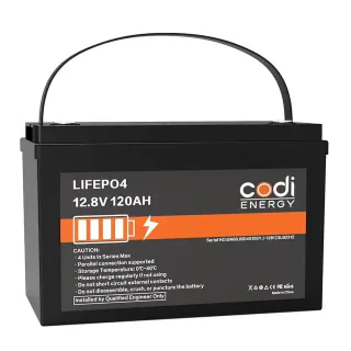 Акумулятор 12V 120А·год LiFePO4 Літій-залізо-фосфатна сумісна акумуляторна батарея CODI 12В 120А·год, 6000 циклів