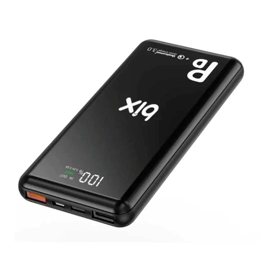 Повербанк Bix PB01-PD 10000mAh, 18W PD/QC 3.0, 2×USB-A, USB-C, чорний, фото 1