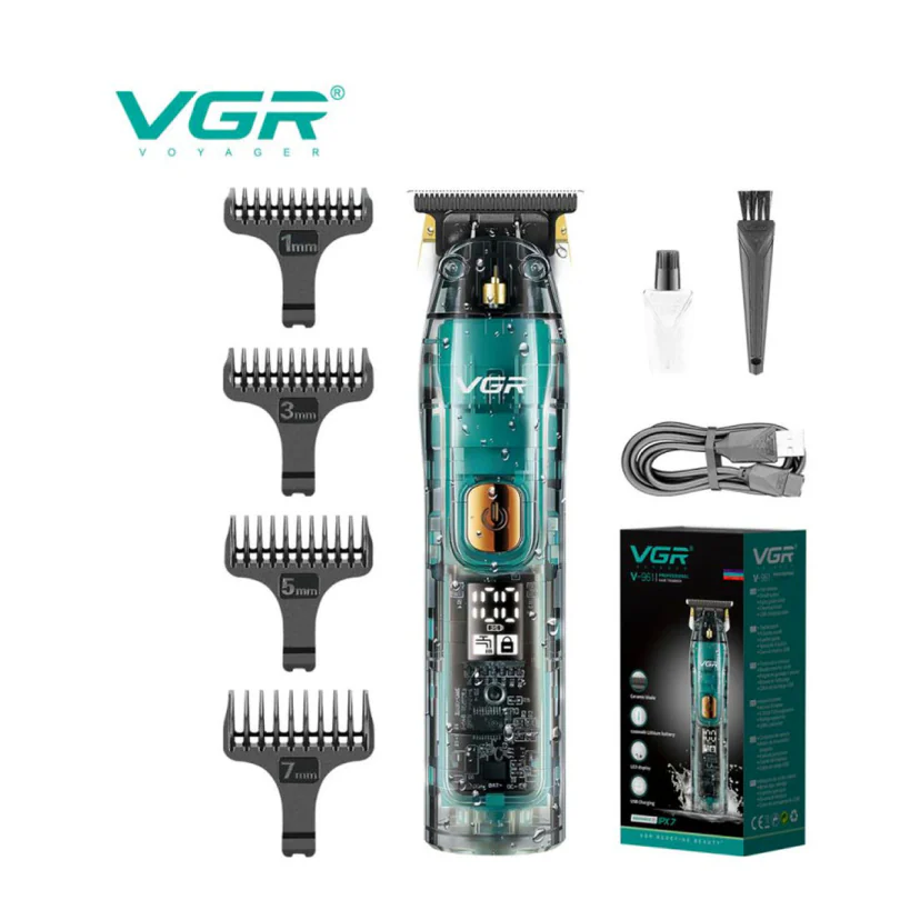 Тример VGR V-961, 1/3/5/7 мм, 1200mAh, 180 хв, IPX7, USB, фото 1